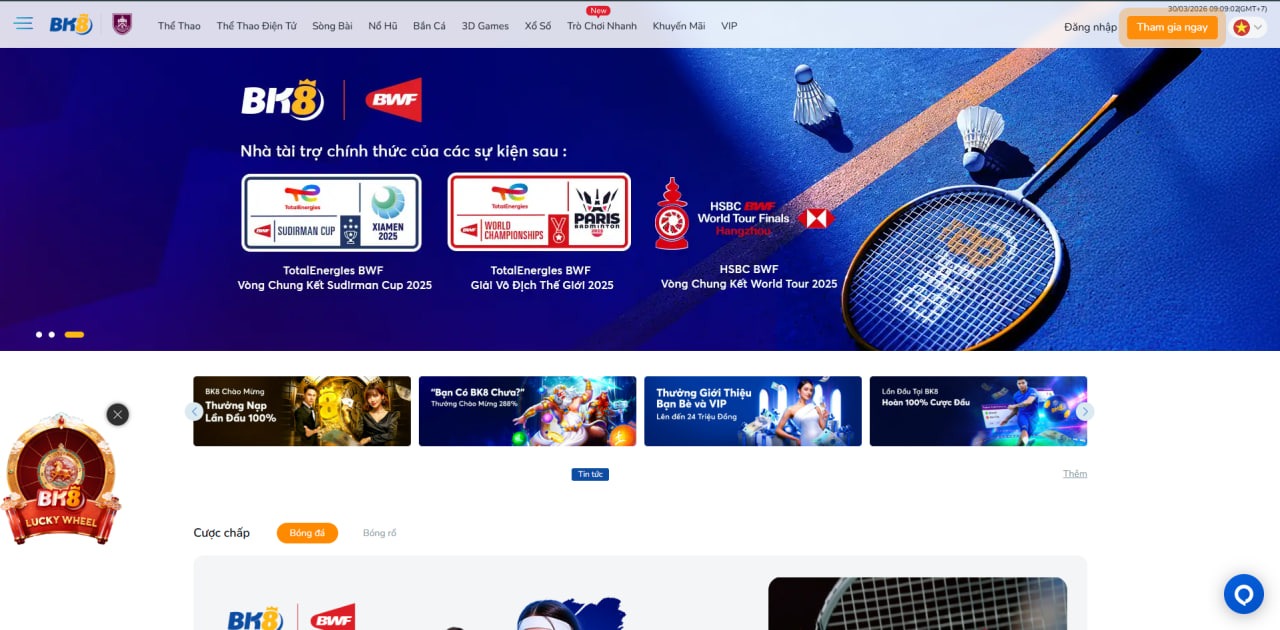 Giao diện website thương hiệu BK8 Chính chủ