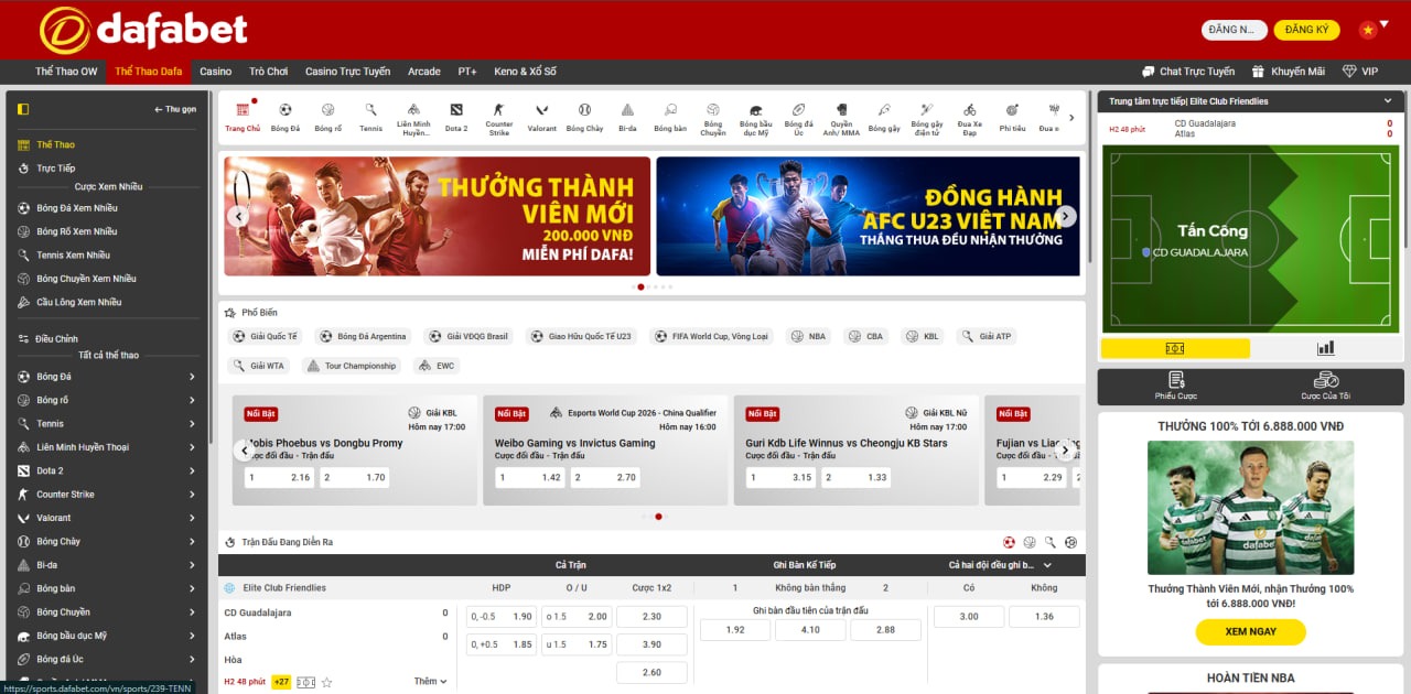Giao diện website thương hiệu DAFABET Chính chủ