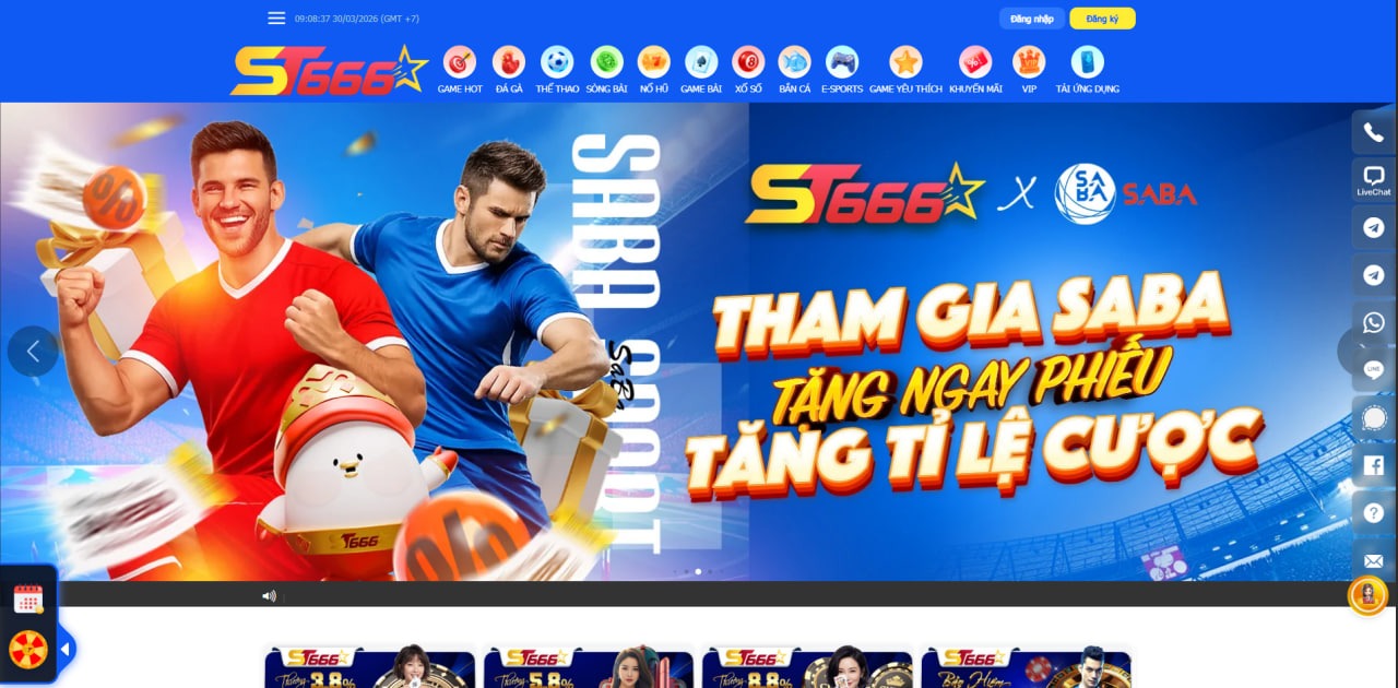 Giao diện website thương hiệu ST666 Chính chủ